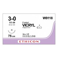 Шовный материал ВИКРИЛ 3/0. 75 cм. фиолетовый СС 20 мм. 1/2 Ethicon