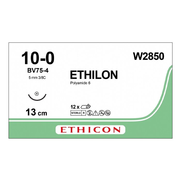 Шовный материал ЭТИЛОН 10/0. 13 см. черный Кол. 5 мм. 3/8 Ethicon