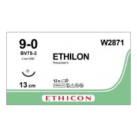 Шовный материал ЭТИЛОН 9/0. 13 см. черный Кол. 3.8 мм. 3/8 Ethicon