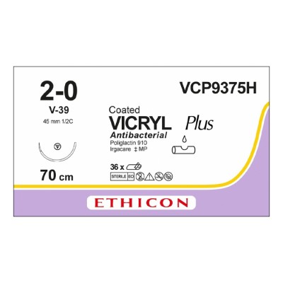 Шовный материал ВИКРИЛ ПЛЮС 2/0 70 см. фиолетовый Кол.-реж. 45 мм. 1/2 Ethicon 36 шт в коробке