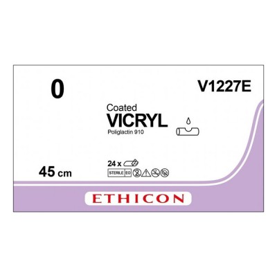 Шовный материал ВИКРИЛ 0. 6 х 45 см. фиолетовый лигатура Ethicon 24 шт в коробке