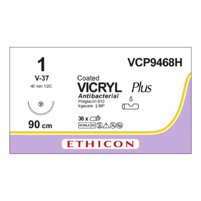Шовный материал ВИКРИЛ ПЛЮС 1 90 см. фиолетовый Кол.-реж. 40 мм. 1/2 Ethicon 36 шт в коробке