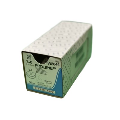 Шовный материал ПРОЛЕН 3/0, 90 см, синий СС 26 мм х 2, 1/2 Ethicon, 12 шт. в коробке
