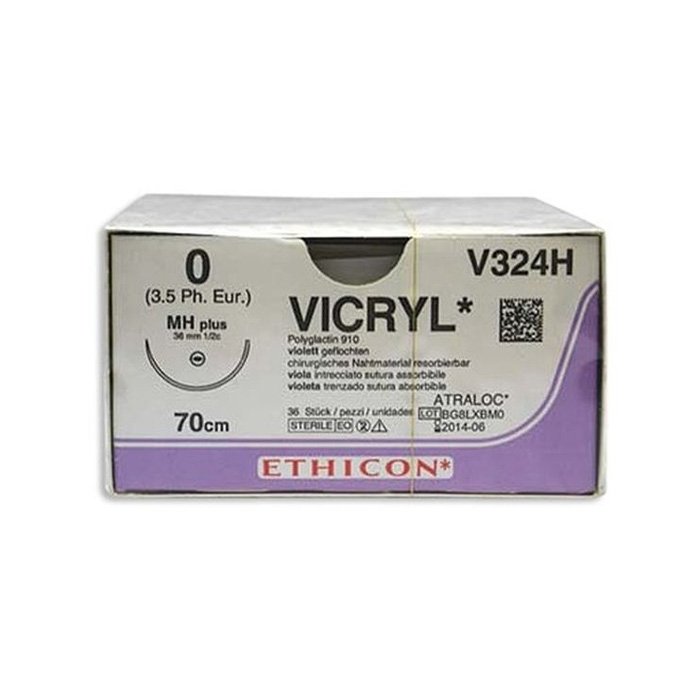 Шовный материал ВИКРИЛ 0. 70 см фиолетовый Кол. 36 мм. 1/2 Ethicon