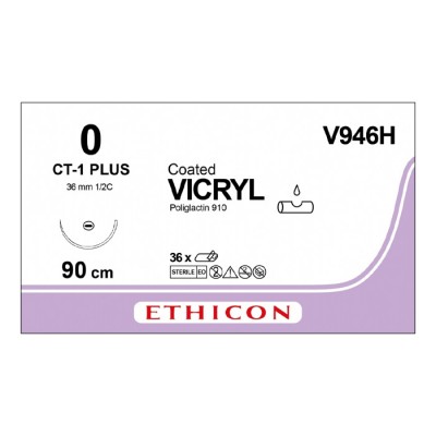 Шовный материал ВИКРИЛ 0. 90 см неокрашенный Кол. 36 мм. 1/2 Ethicon 36 шт в коробке