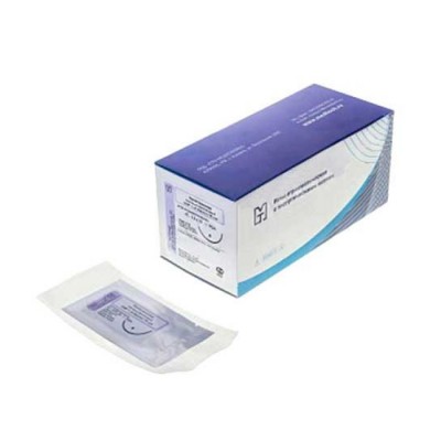 Игла атравматическая с нитью хирургической ЛАВСАН плетеный неокрашенный USP 5/0 (MР1), 75 см, 3B-0,4x13-5/0-L ПТО Медтехника, 20 шт/уп