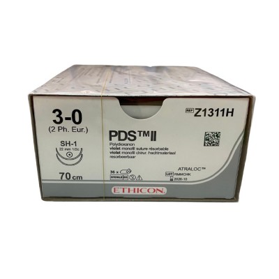 Шовный материал ПДС II 3/0. 70 см. фиолет. Кол. 22 мм х 2. 1/2 Ethicon, 36 шт. в коробке
