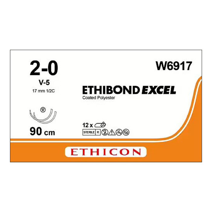 Шовный материал ЭТИБОНД Эксел 2/0. 90 см. белый Кол. 17 мм х 2. 1/2 Ethicon