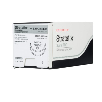 Шовный материал Stratafix Spiral PDO 1, двунаправл.36+36см, фиолет. Кол. масс. 36 мм х 2, 1/2 Ethicon 12 шт в упаковке