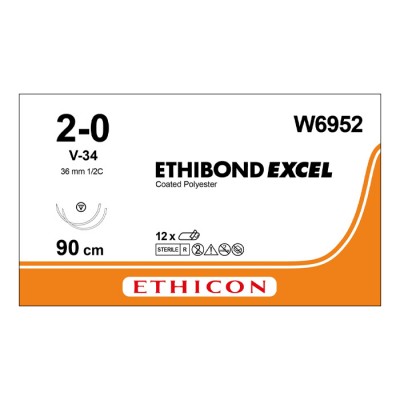 Шовный материал ЭТИБОНД Эксел 2/0. 90 см. зеленый Кол.-реж. 36 мм х 2. 1/2 Ethicon