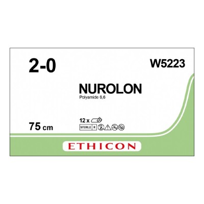 Шовный материал НУРОЛОН 2/0. 10 х 75 см. черный лигатура Ethicon, 12 шт в коробке
