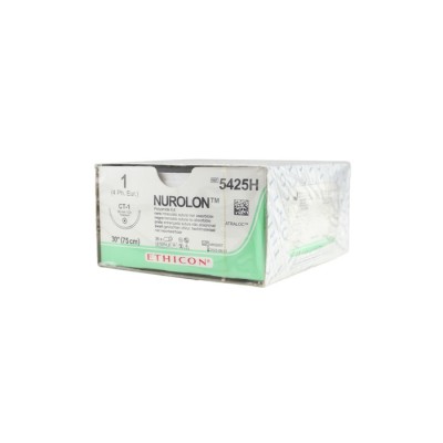 Шовный материал НУРОЛОН 1. 10 х 75 см. черный лигатура Ethicon, 12 шт в коробке