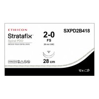 Шовный материал Stratafix Spiral PDO 2/0, двунаправл.14+14см, фиолет. Обр.-реж. 26 мм х 2, 3/8 Ethicon