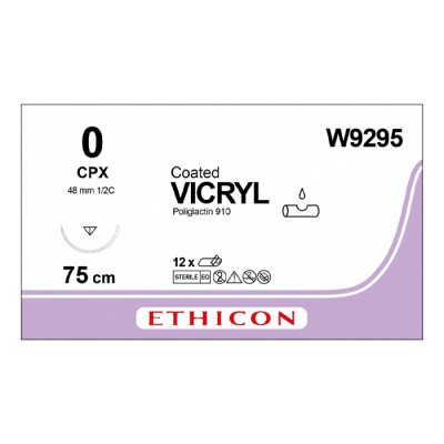 Шовный материал ВИКРИЛ 0. 75 см фиолетовый Обр.-реж. 48 мм. 1/2 Ethicon 12 шт в коробке