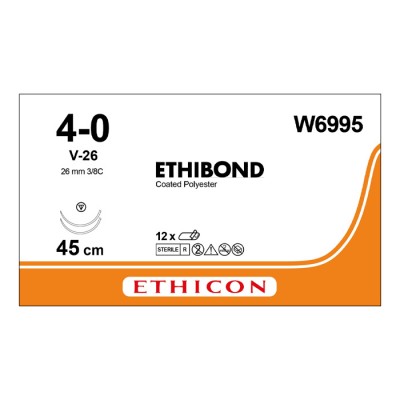Шовный материал ЭТИБОНД Эксел 4/0. 90 см. белый Кол.-реж. 26 мм х 2. 3/8 Ethicon