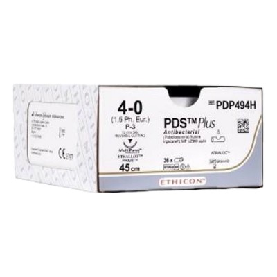 Шовный материал ПДС ПЛЮС 4/0. 90 см. фиолетовый Кол. 22 мм х 2. 1/2 Ethicon, 36 шт в коробке