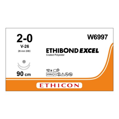 Шовный материал ЭТИБОНД Эксел 2/0. 90 см. белый Кол.-реж. 26 мм х 2. 3/8 Ethicon