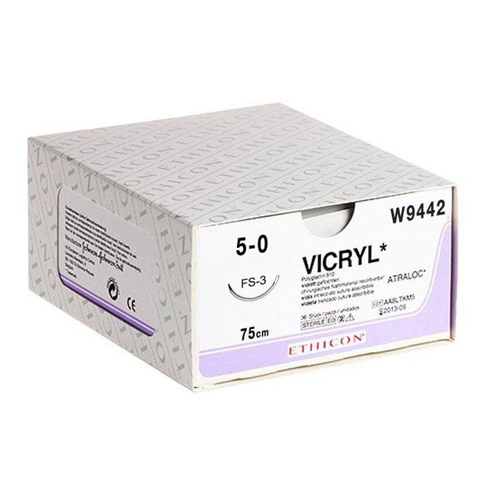 Шовный материал ВИКРИЛ 5/0. 75 см. фиолетовый Реж. 16 мм. 3/8 Ethicon
