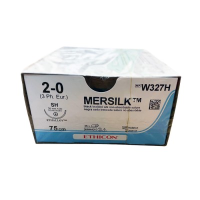 Шовный материал ШЕЛК 2/0. 75 см. черный Кол. 26 м м. 1/2 Ethicon