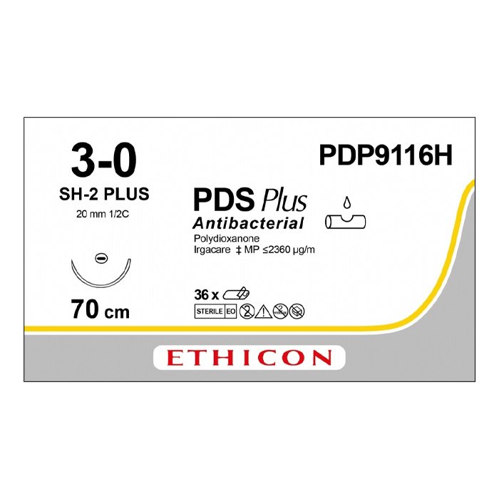 Шовный материал ПДС ПЛЮС 3/0. 70 см. фиолетовый Кол. 20 мм. 1/2 Ethicon