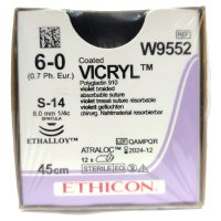 Шовный материал ВИКРИЛ 6/0. 45 см. фиолетовый Шпат. 8 мм х 2. 1/4 Ethicon