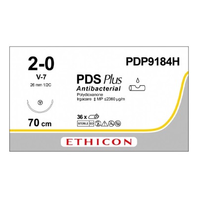 Шовный материал ПДС ПЛЮС 2/0. 70 см. фиолетовый Кол.-реж. 26 мм. 1/2 Ethicon, 36 шт в коробке