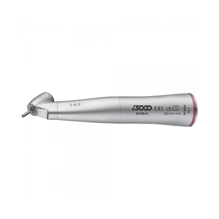 SOCO B4-7 - повышающий угловой наконечник с внутренней подачей воды и фиброоптикой, 1:4,2 SOCO B4-7 - повышающий угловой наконечник с внутренней подачей воды и фиброоптикой, 1:4,2