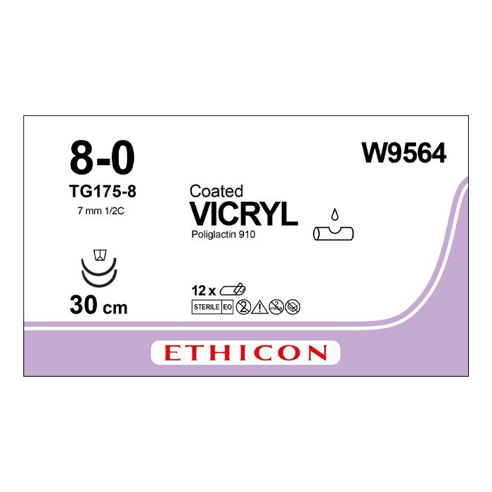Шовный материал ВИКРИЛ 8/0. 30 см. фиолетовый Шпат. 7 мм х 2. 1/2 Ethicon