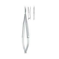Ножницы микрохирургические, 14 мм, прямые, остроконечные, плоские ручки, 15 см KLS Martin