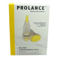 Ланцеты Prolance High Flow для капиллярного забора крови 200 шт./упак, глубина прокола 1,8 мм, желтые