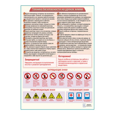Химия: Техника безопасности на уроках плакат А1+/A2+