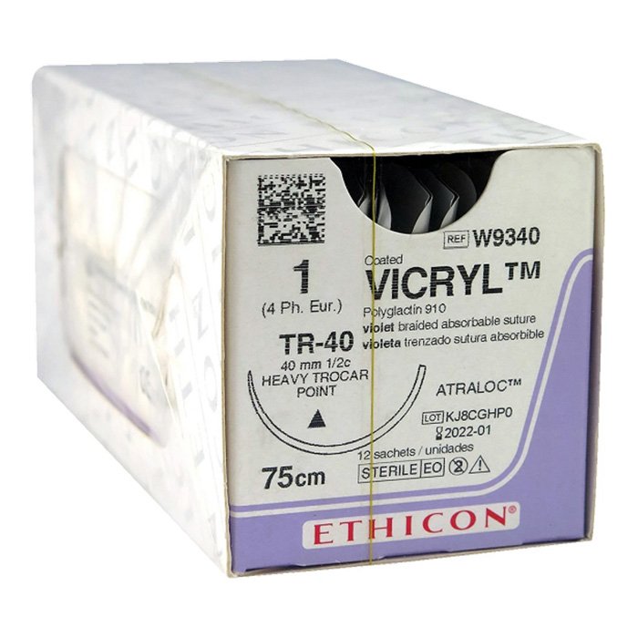 Шовный материал ВИКРИЛ 1. 75 см фиолетовый Tроакар Пойнт масс.40 мм. 1/2 Ethicon