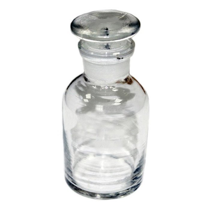 Склянка для реактивов на 250 мл из светлого стекла с узкой горловиной и притертой пробкой