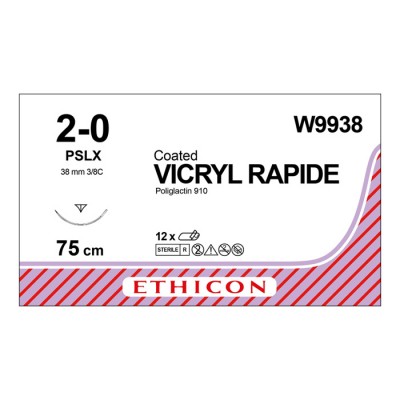 Шовный материал ВИКРИЛ РАПИД 2/0. 75 см.не окрашен Прайм обр .-реж. 36 мм. 3/8 Ethicon 12 шт в коробке
