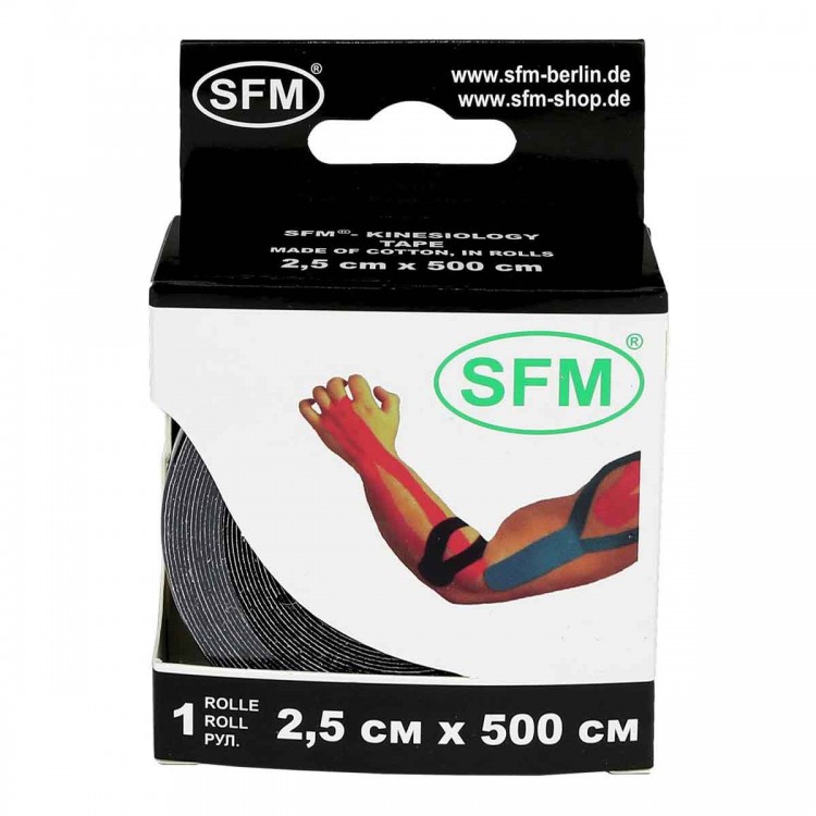 Лента кинезиологическая SFM-Plaster черного цвета в диспенсере