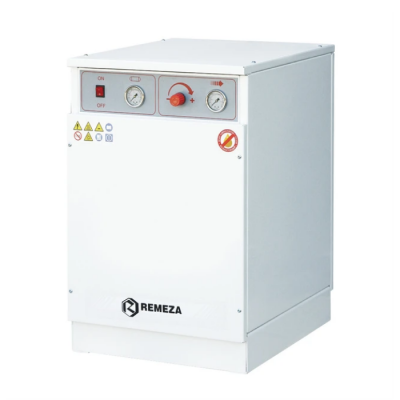 Remeza КМ-16.GMS150К - безмасляный компрессор для одной стоматологической установки, без осушителя, с кожухом, с ресивером 16 л, 110 л/мин
