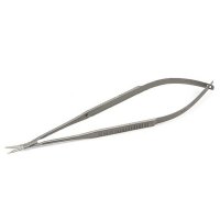 Ножницы микрохирургические, 160 мм, плоская ручка, тупоконечные, лезвия длиной 13 мм, изогнутые ПТО Медтехника