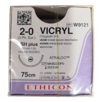 Шовный материал ВИКРИЛ 2/0. 75 см фиолетовый Кол. 26 мм, 1/2 Ethicon