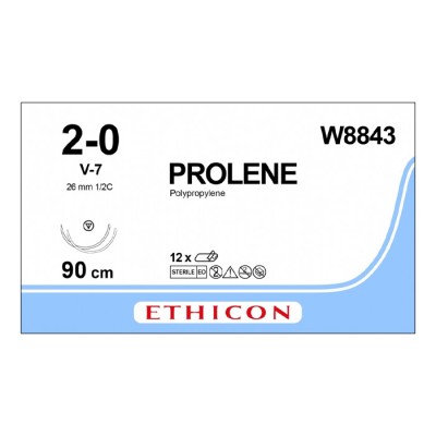 Шовный материал ПРОЛЕН 2/0, 90 см, синий СС 26 мм х 2, 1/2 Ethicon, 12 шт. в коробке