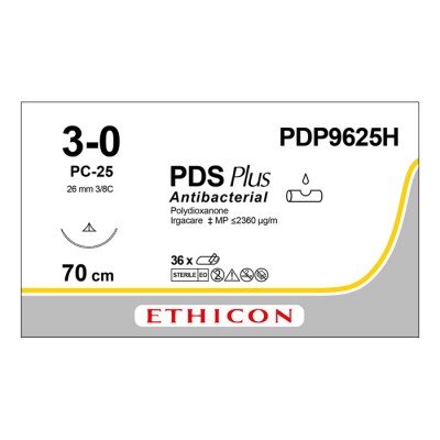 Шовный материал ПДС ПЛЮС 3/0. 70 см. фиолетовый Прайм реж. 26 мм. 3/8 Ethicon, 36 шт в коробке