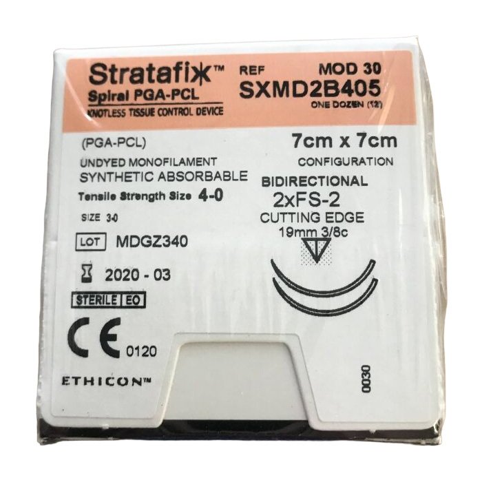 Шовный материал Stratafix Spiral PGA-PCL 4/0, двунаправл.7+7см, н/окр. Обр.-реж. 19 мм х 2, 3/8 Ethicon