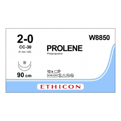 Шовный материал ПРОЛЕН 2/0, 90 см, синий СС 31 мм х 2, 1/2 Ethicon, 12 шт. в коробке
