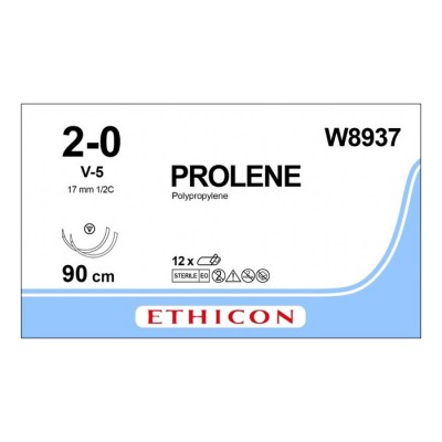 Шовный материал ПРОЛЕН 2/0, 90 см, синий Кол.-реж. 17 мм х 2, 1/2 Ethicon, 12 шт. в коробке