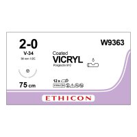 Шовный материал ВИКРИЛ 2/0. 75 см фиолетовый Кол.-реж. 36 мм. 1/2 Ethicon